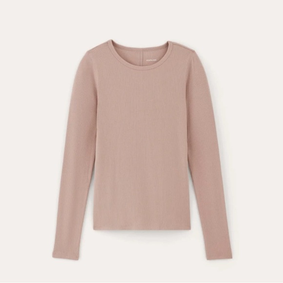 EVERLANE The Luxe Rib Long Sleeve Crew Supima Cotton S - Picture 2 of 10